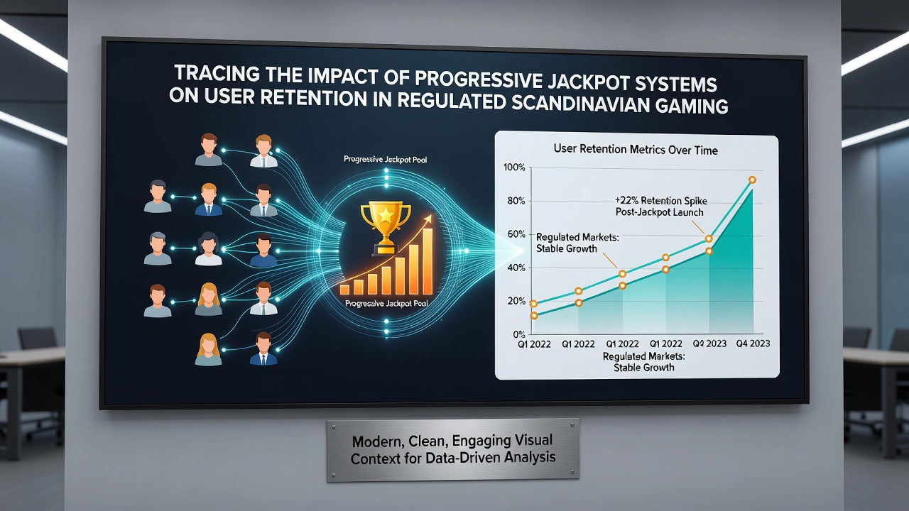 Diagram over brugerfastholdelsesstatistikker relateret til jackpot-systemer i regulerede skandinaviske gaming-miljøer